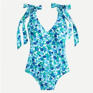 J CREW Eco bow one-piece in blueberry floral